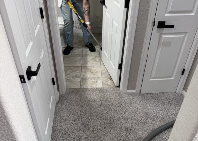 best tile cleaning in Commerce City is demonstrated by the technician patiently scrubbing grout lines before cleaning