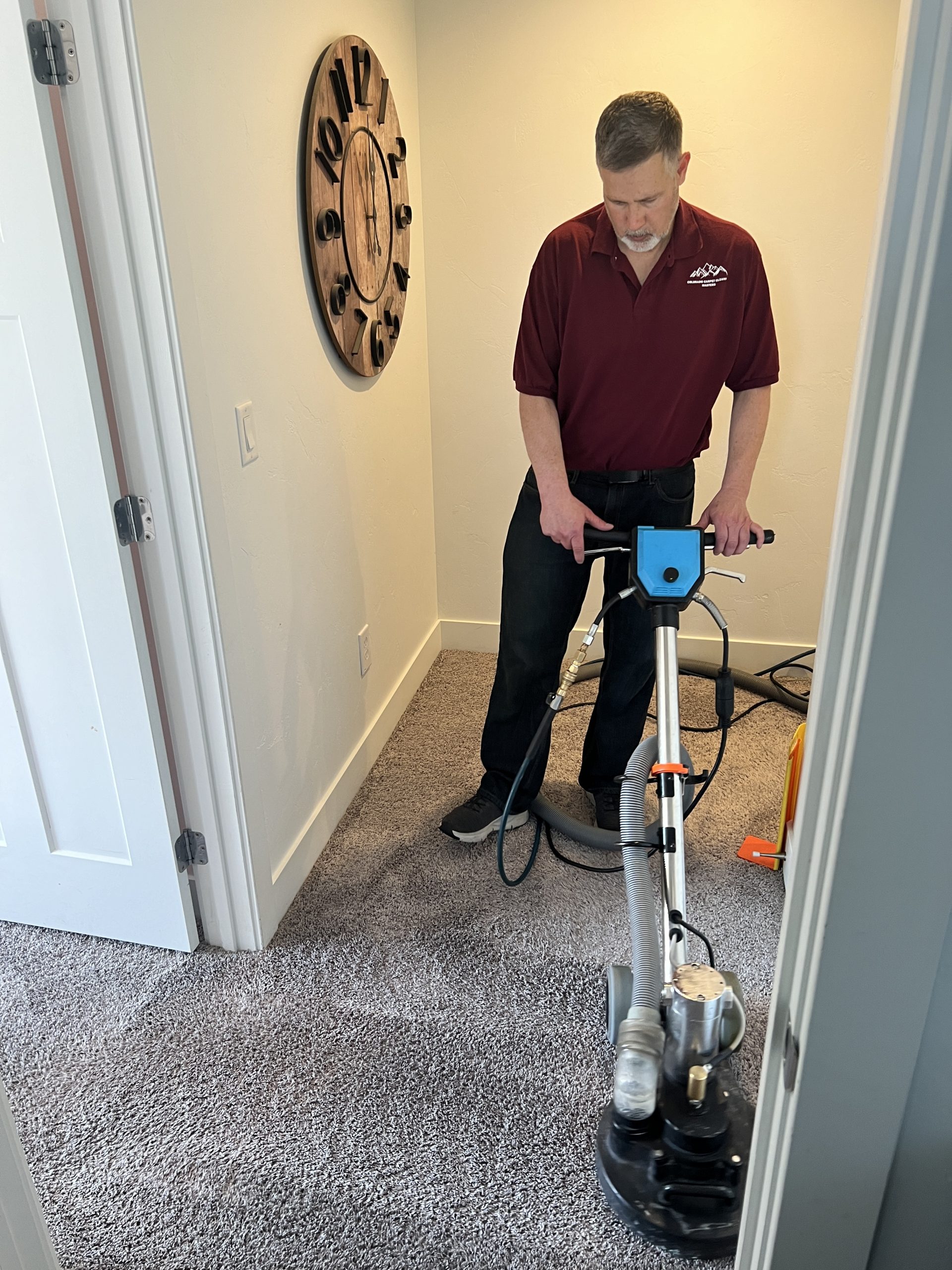Carpet cleaning in Frederick CO with Colorado Carpet Masters deep cleaning method utilizing the T-Rex Power wand.